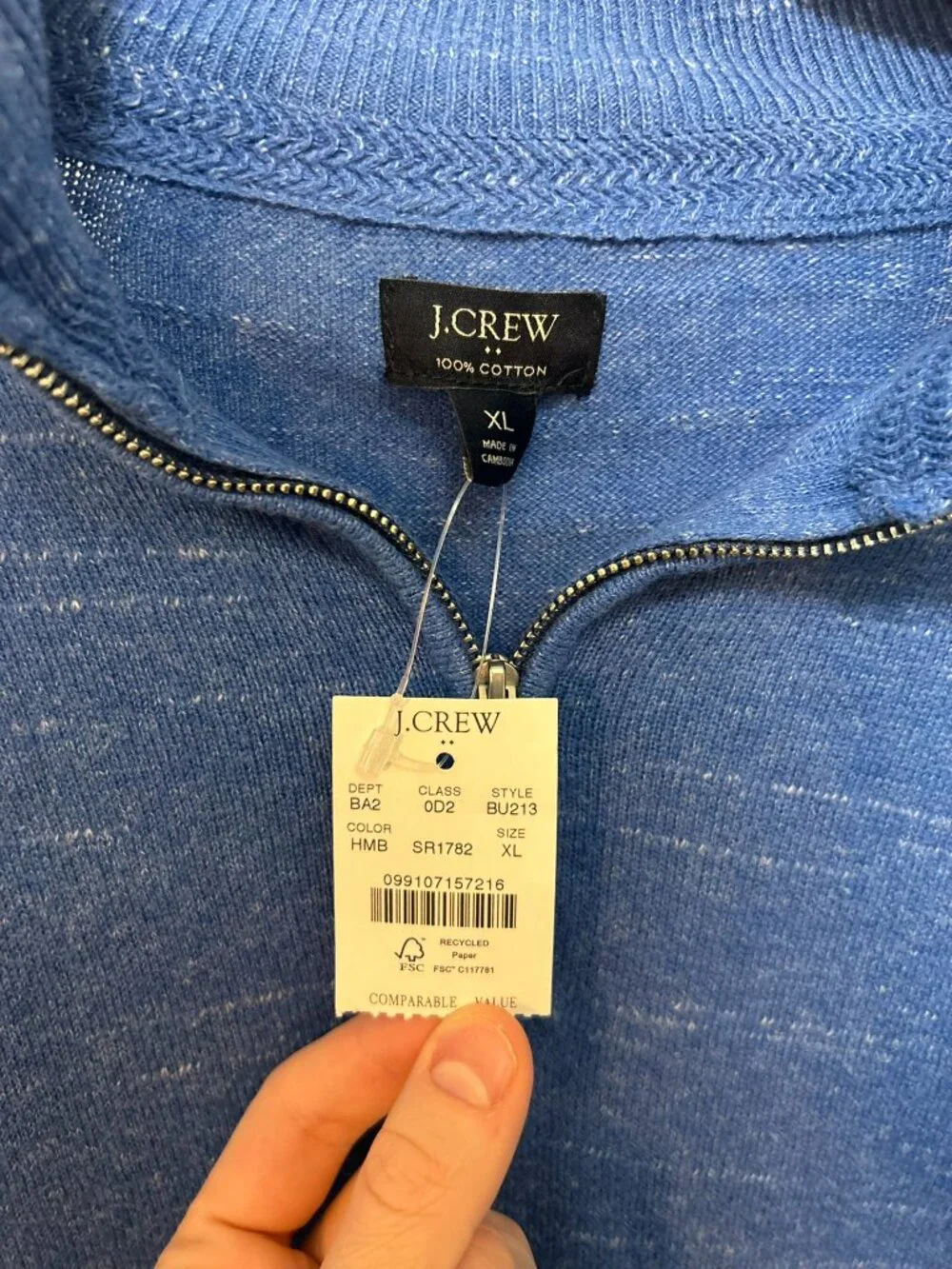 Blue J. Crew quarter zip